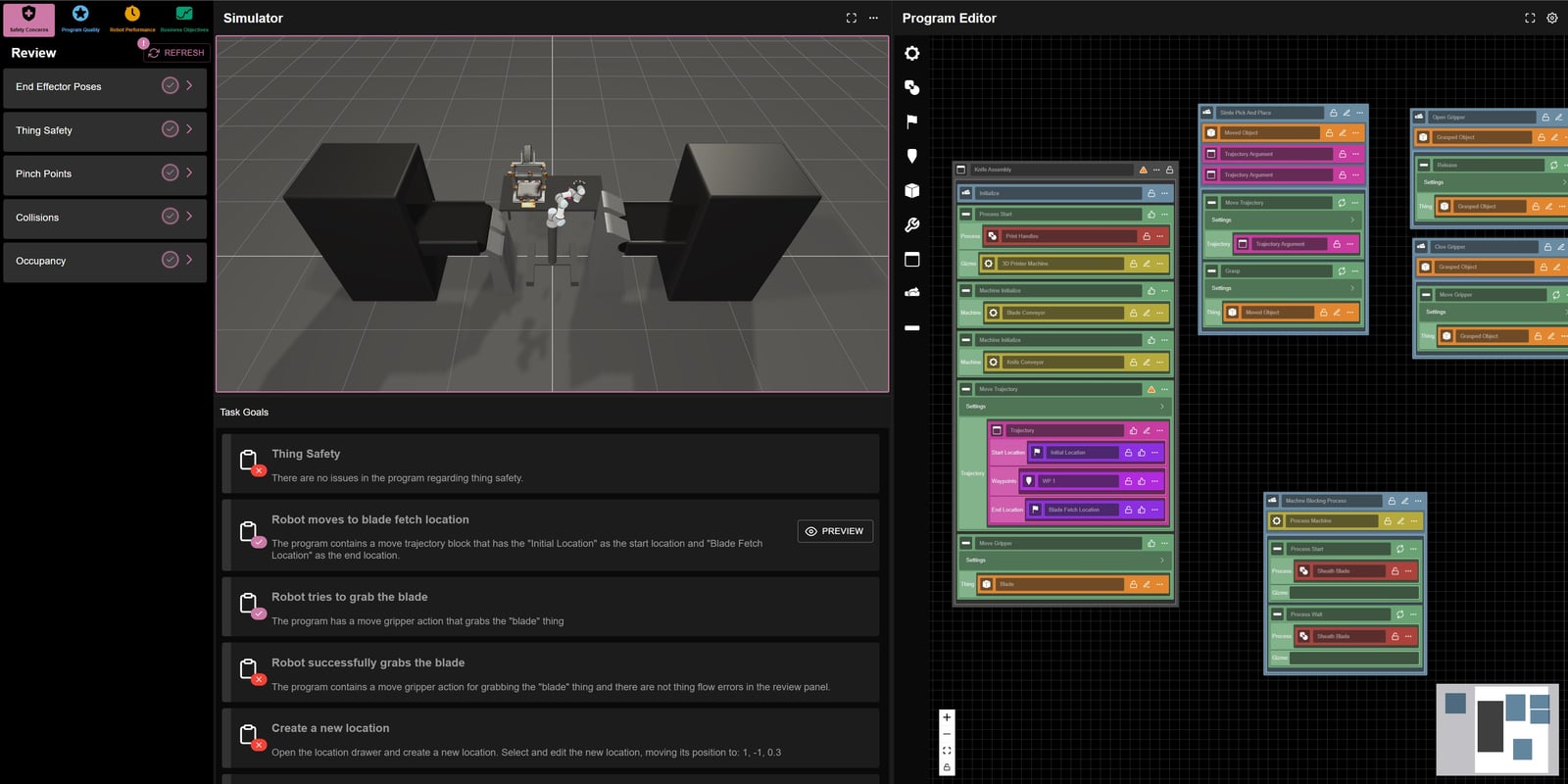 CoFrame interface (current demo application) with machine tending task.